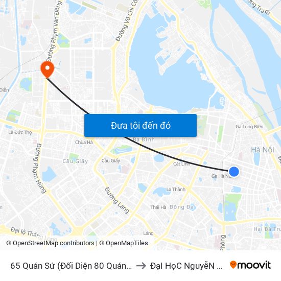 65 Quán Sứ (Đối Diện 80 Quán Sứ) to ĐạI HọC NguyễN TrãI map