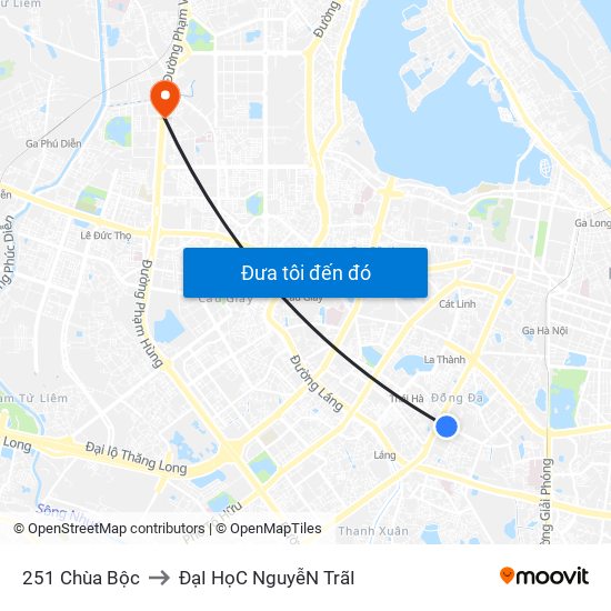 251 Chùa Bộc to ĐạI HọC NguyễN TrãI map