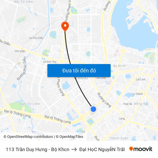 113 Trần Duy Hưng - Bộ Khcn to ĐạI HọC NguyễN TrãI map