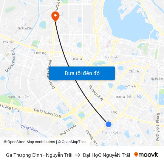 Ga Thượng Đình - Nguyễn Trãi to ĐạI HọC NguyễN TrãI map