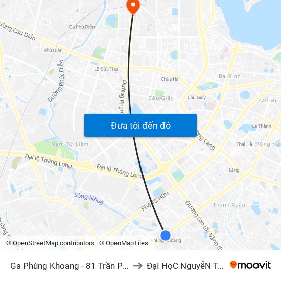 Ga Phùng Khoang - 81 Trần Phú to ĐạI HọC NguyễN TrãI map