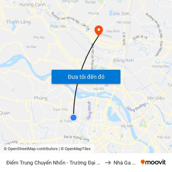 Điểm Trung Chuyển Nhổn - Trường Đại Học Công Nghiệp Hà Nội - Đường 32 to Nhà Ga Quốc Tế T2 map