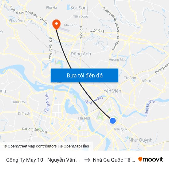 Công Ty May 10 - Nguyễn Văn Linh to Nhà Ga Quốc Tế T2 map