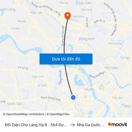 Đối Diện Chợ Láng Hạ B - 564 Đường Láng to Nhà Ga Quốc Tế T2 map