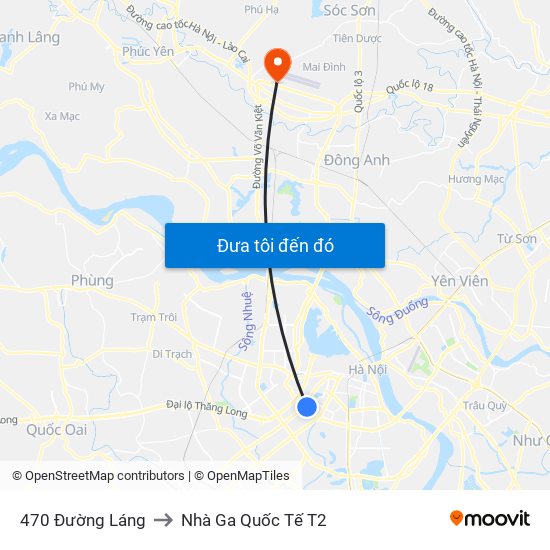 470 Đường Láng to Nhà Ga Quốc Tế T2 map