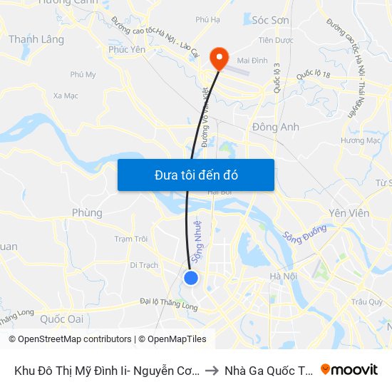 Khu Đô Thị Mỹ Đình Ii- Nguyễn Cơ Thạch to Nhà Ga Quốc Tế T2 map