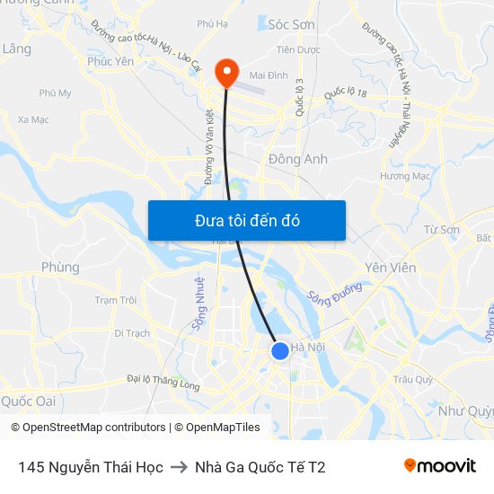 145 Nguyễn Thái Học to Nhà Ga Quốc Tế T2 map