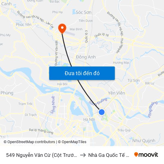 549 Nguyễn Văn Cừ (Cột Trước) to Nhà Ga Quốc Tế T2 map