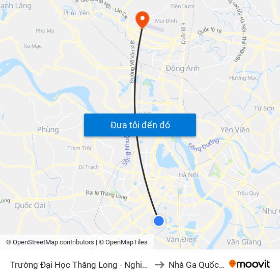 Trường Đại Học Thăng Long - Nghiêm Xuân Yêm to Nhà Ga Quốc Tế T2 map