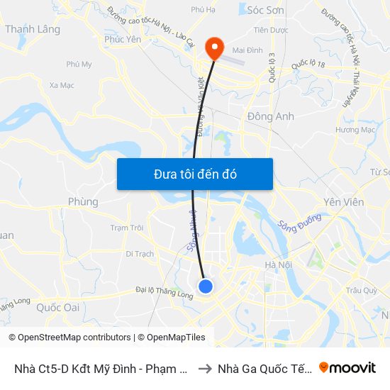 Nhà Ct5-D Kđt Mỹ Đình - Phạm Hùng to Nhà Ga Quốc Tế T2 map