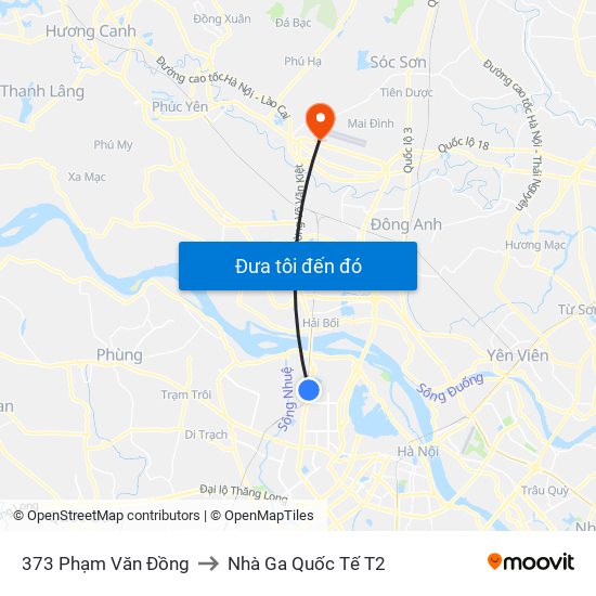 373 Phạm Văn Đồng to Nhà Ga Quốc Tế T2 map