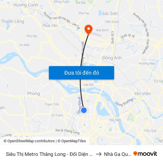 Siêu Thị Metro Thăng Long - Đối Diện Ngõ 599 Phạm Văn Đồng to Nhà Ga Quốc Tế T2 map