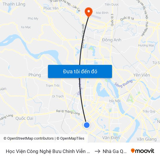 Học Viện Công Nghệ Bưu Chính Viễn Thông - Trần Phú (Hà Đông) to Nhà Ga Quốc Tế T2 map