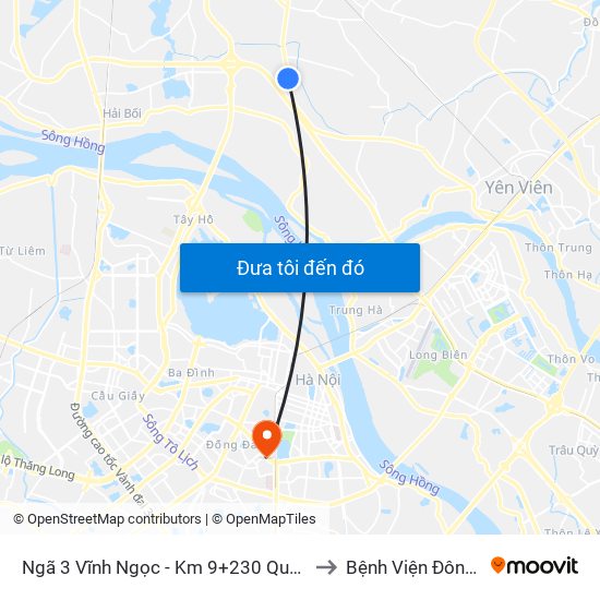 Ngã 3 Vĩnh Ngọc - Km 9+230 Quốc Lộ 3 to Bệnh Viện Đông Đô map