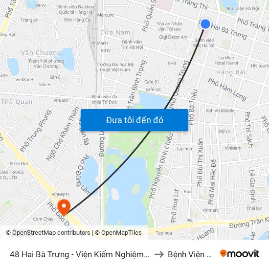 48 Hai Bà Trưng - Viện Kiểm Nghiệm Thuốc Trung Ương to Bệnh Viện Đông Đô map