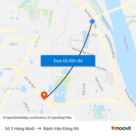 Số 3 Hàng Muối to Bệnh Viện Đông Đô map