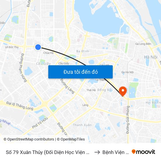 Số 79 Xuân Thủy (Đối Diện Học Viện Báo Chí Và Tuyên Truyền) to Bệnh Viện Đông Đô map