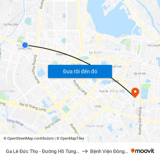 Ga Lê Đức Thọ - Đường Hồ Tùng Mậu to Bệnh Viện Đông Đô map