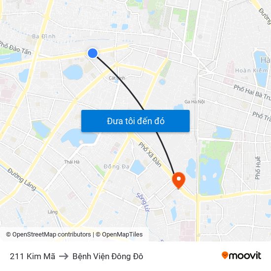 211 Kim Mã to Bệnh Viện Đông Đô map