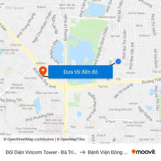 Đối Diện Vincom Tower - Bà Triệu to Bệnh Viện Đông Đô map