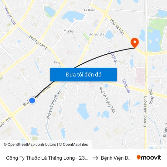Công Ty Thuốc Lá Thăng Long - 235 Nguyễn Trãi to Bệnh Viện Đông Đô map