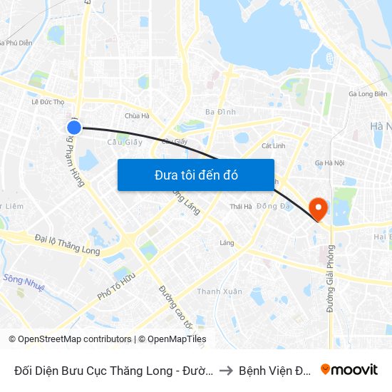 Đối Diện Bưu Cục Thăng Long - Đường Phạm Hùng to Bệnh Viện Đông Đô map