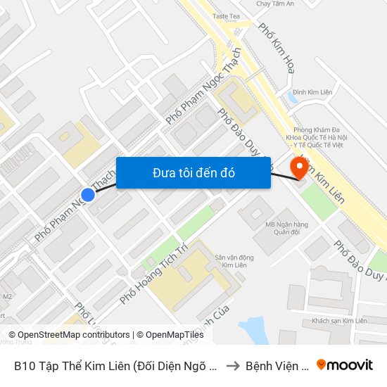 B10 Tập Thể Kim Liên (Đối Diện Ngõ 46b Phạm Ngọc Thạch) to Bệnh Viện Đông Đô map