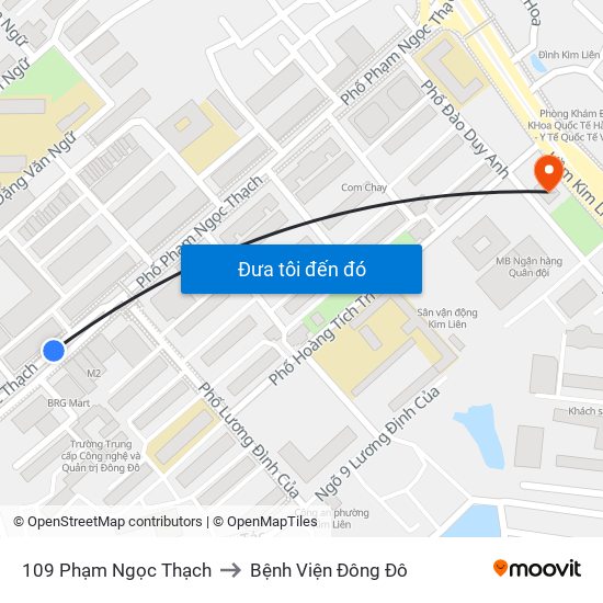 109 Phạm Ngọc Thạch to Bệnh Viện Đông Đô map