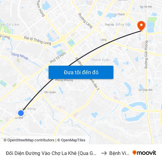 Đối Diện Đường Vào Chợ La Khê (Qua Ga Metro La Khê) - 405 Quang Trung (Hà Đông) to Bệnh Viện Đông Đô map