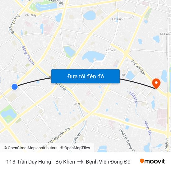 113 Trần Duy Hưng - Bộ Khcn to Bệnh Viện Đông Đô map