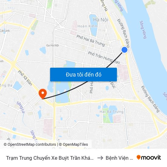 Trạm Trung Chuyển Xe Buýt Trần Khánh Dư (Khu Đón Khách) to Bệnh Viện Đông Đô map