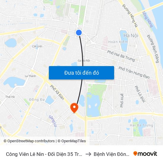 Công Viên Lê Nin - Đối Diện 35 Trần Phú to Bệnh Viện Đông Đô map