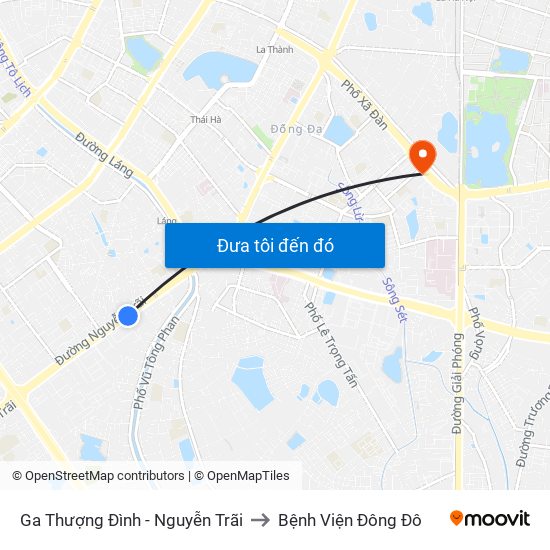 Ga Thượng Đình - Nguyễn Trãi to Bệnh Viện Đông Đô map