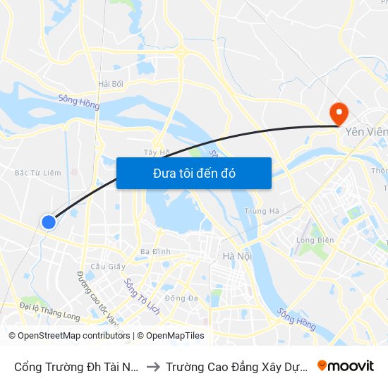 Cổng Trường Đh Tài Nguyên Môi Trường to Trường Cao Đẳng Xây Dựng Công Trình Đô Thị map