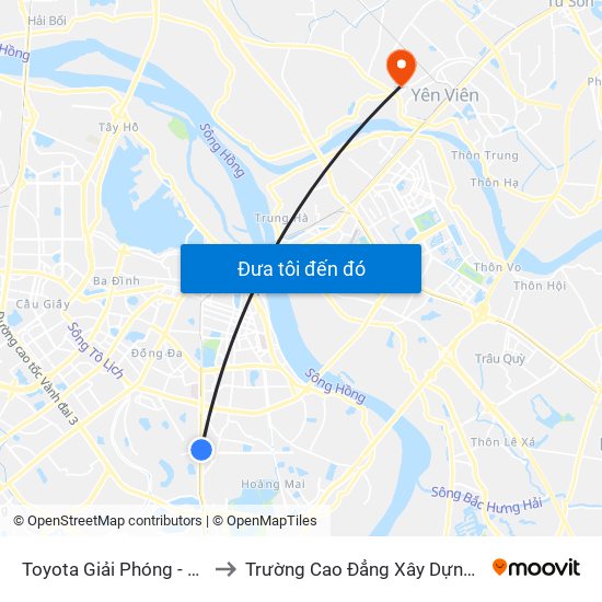 Toyota Giải Phóng - 807 Giải Phóng to Trường Cao Đẳng Xây Dựng Công Trình Đô Thị map