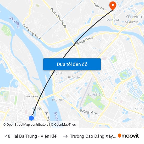 48 Hai Bà Trưng - Viện Kiểm Nghiệm Thuốc Trung Ương to Trường Cao Đẳng Xây Dựng Công Trình Đô Thị map