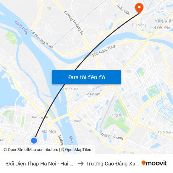 Đối Diện Tháp Hà Nội - Hai Bà Trưng (Cạnh 56 Hai Bà Trưng) to Trường Cao Đẳng Xây Dựng Công Trình Đô Thị map