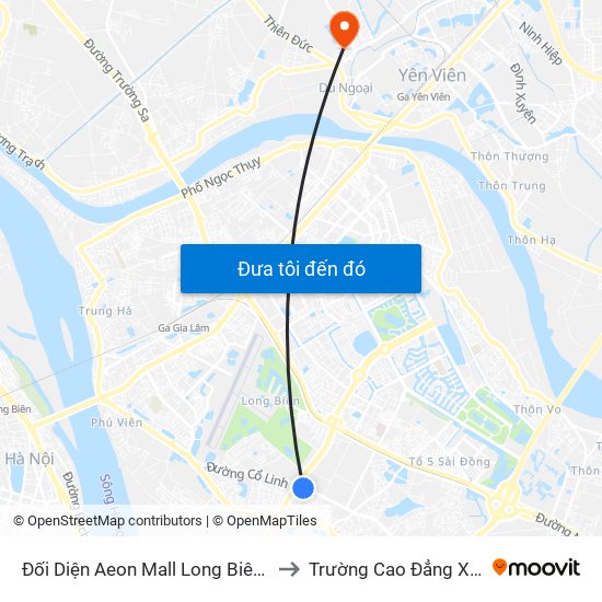 Đối Diện Aeon Mall Long Biên (Cột Điện T4a/2a-B Đường Cổ Linh) to Trường Cao Đẳng Xây Dựng Công Trình Đô Thị map