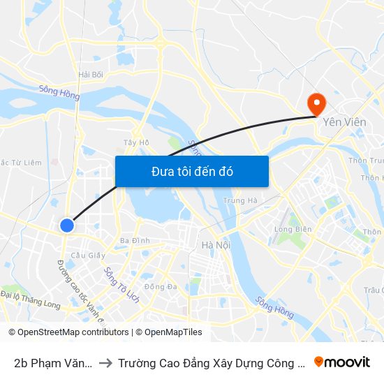 2b Phạm Văn Đồng to Trường Cao Đẳng Xây Dựng Công Trình Đô Thị map