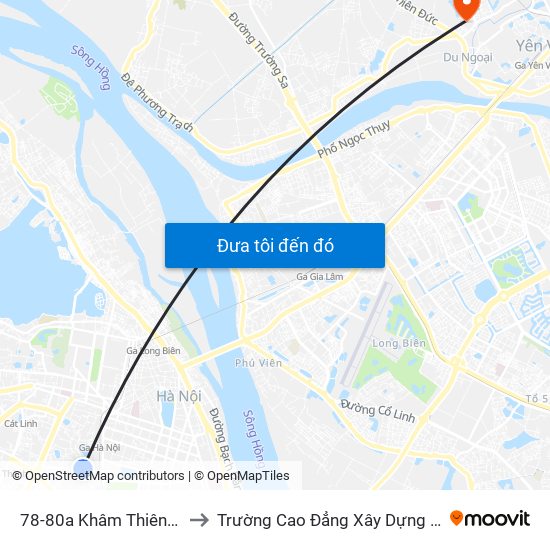 78-80a Khâm Thiên (Đối Diện 71) to Trường Cao Đẳng Xây Dựng Công Trình Đô Thị map