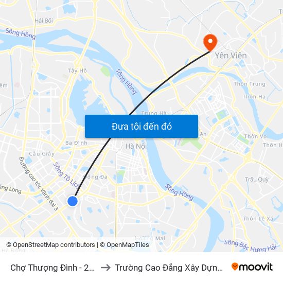 Chợ Thượng Đình - 224 Nguyễn Trãi to Trường Cao Đẳng Xây Dựng Công Trình Đô Thị map