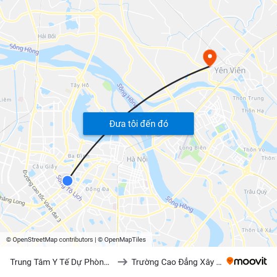 Trung Tâm Y Tế Dự Phòng Hn - 70 Nguyễn Chí Thanh to Trường Cao Đẳng Xây Dựng Công Trình Đô Thị map