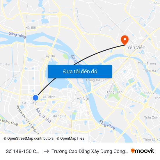 Số 148-150 Cầu Giấy to Trường Cao Đẳng Xây Dựng Công Trình Đô Thị map