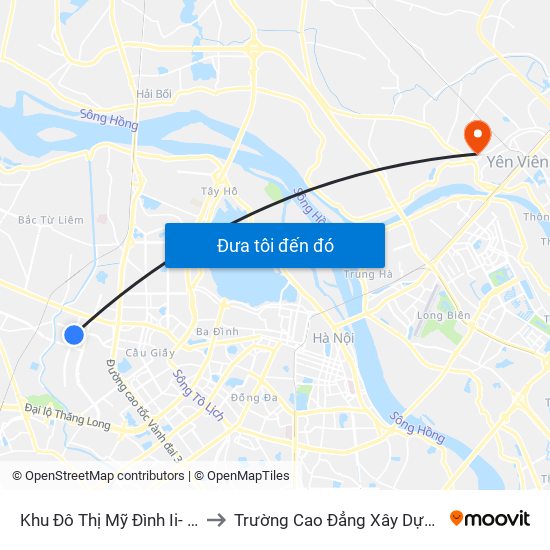 Khu Đô Thị Mỹ Đình Ii- Nguyễn Cơ Thạch to Trường Cao Đẳng Xây Dựng Công Trình Đô Thị map