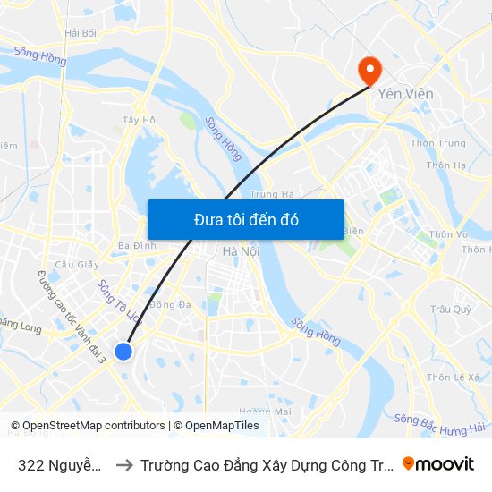 322 Nguyễn Trãi to Trường Cao Đẳng Xây Dựng Công Trình Đô Thị map