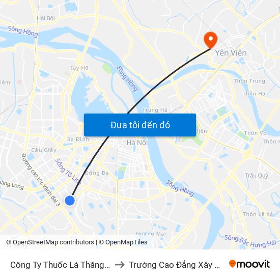 Công Ty Thuốc Lá Thăng Long - 235 Nguyễn Trãi to Trường Cao Đẳng Xây Dựng Công Trình Đô Thị map