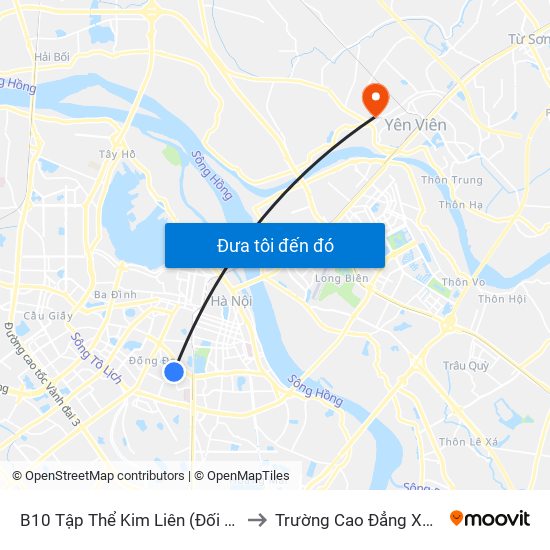 B10 Tập Thể Kim Liên (Đối Diện Ngõ 46b Phạm Ngọc Thạch) to Trường Cao Đẳng Xây Dựng Công Trình Đô Thị map