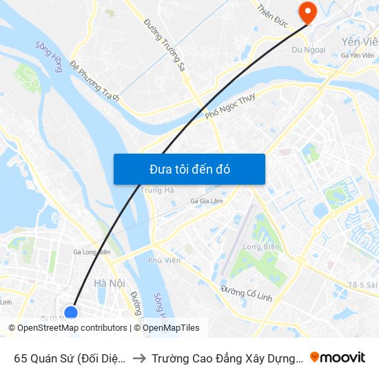 65 Quán Sứ (Đối Diện 80 Quán Sứ) to Trường Cao Đẳng Xây Dựng Công Trình Đô Thị map