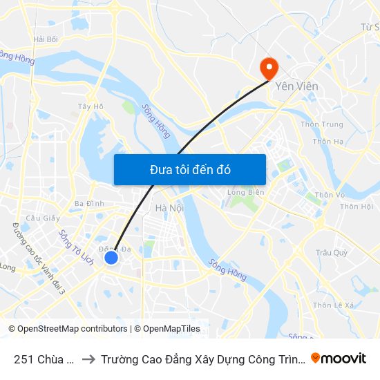 251 Chùa Bộc to Trường Cao Đẳng Xây Dựng Công Trình Đô Thị map