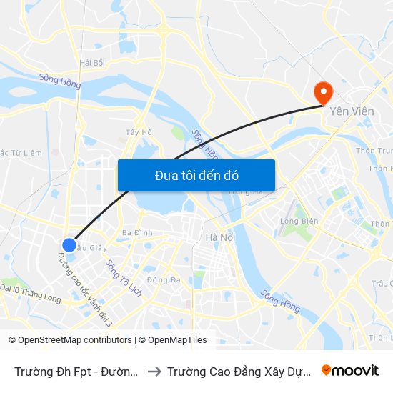 Trường Đh Fpt - Đường Tôn Thất Thuyết to Trường Cao Đẳng Xây Dựng Công Trình Đô Thị map